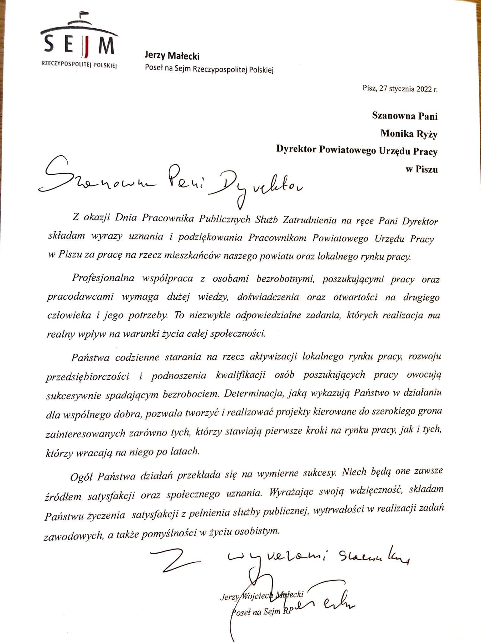 Życzenia Poseł SejmRP