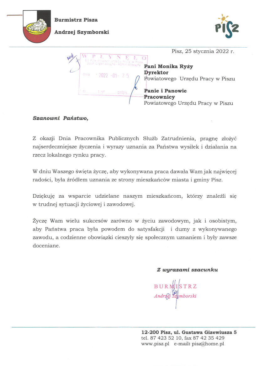 Życzenia UM Pisz