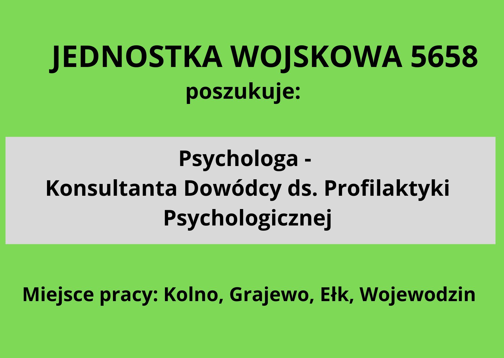 Zdjęcie artykułu OFERTA PRACY – PSYCHOLOG
